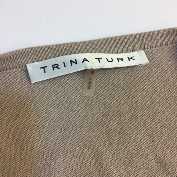 Trina Turk | Beige White & Yellow Striped Cardigan - Picture 2 of 4